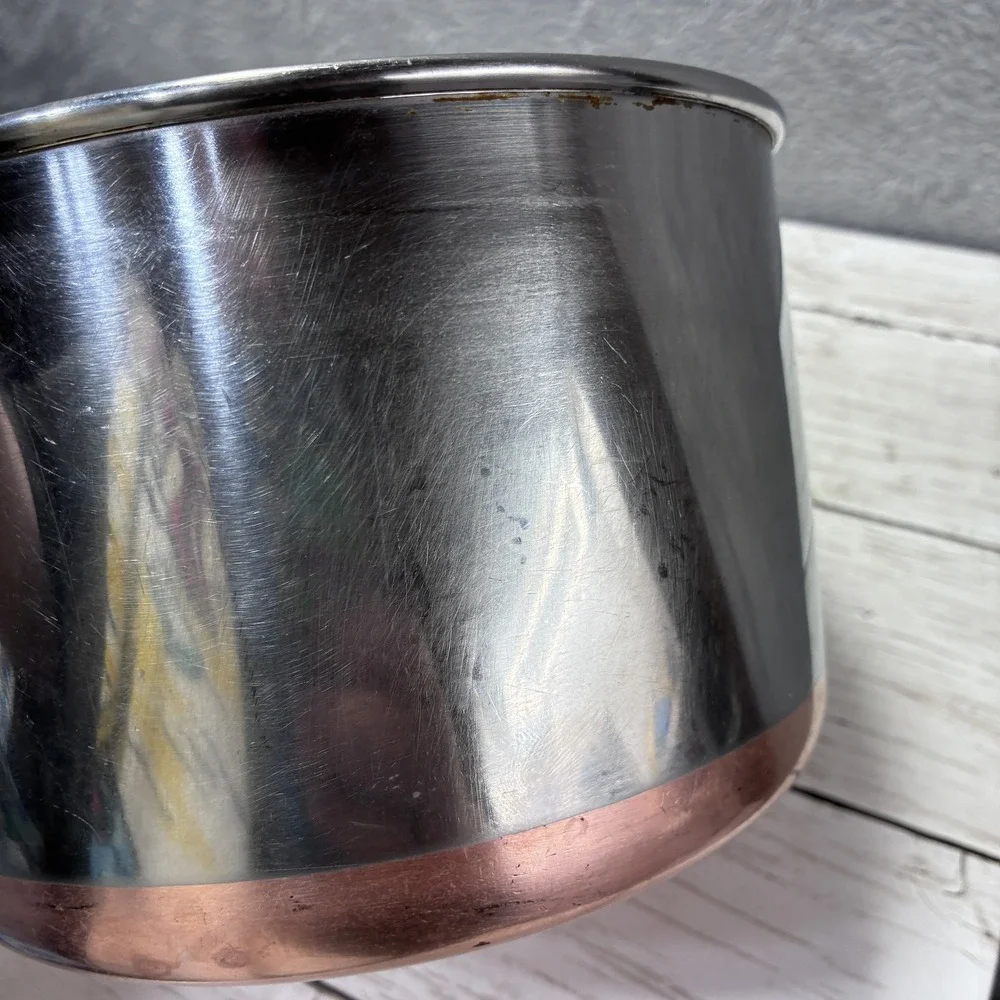 Vintage Revere Ware Copper Clad Stainless Steel Saucepan with Lid - 1801 Series